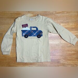 Mulberribush Kids Tan Long Sleeve Shirt with Blue Firetruck Appliqué Design 🚒